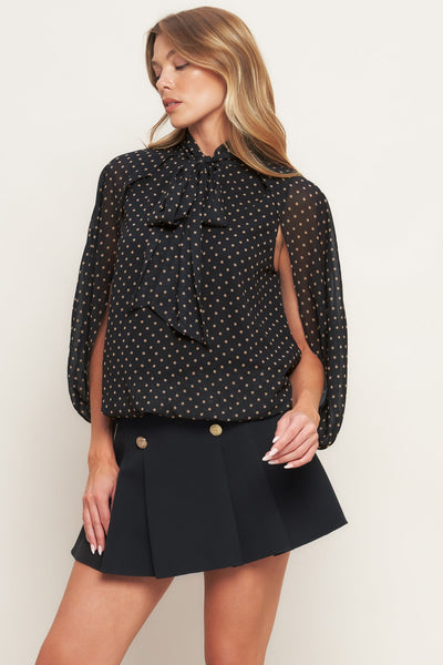 Explore More Collection - MIDNIGHT DOT CHIC WOVEN TOP