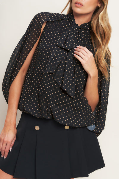 Explore More Collection - MIDNIGHT DOT CHIC WOVEN TOP