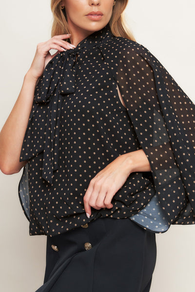 Explore More Collection - MIDNIGHT DOT CHIC WOVEN TOP
