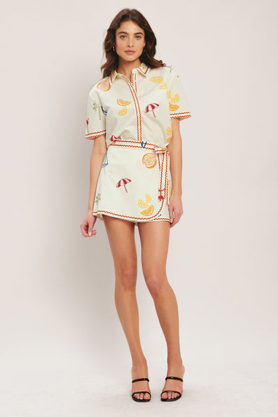 BEACH DAY CITRUS WOVEN TOP