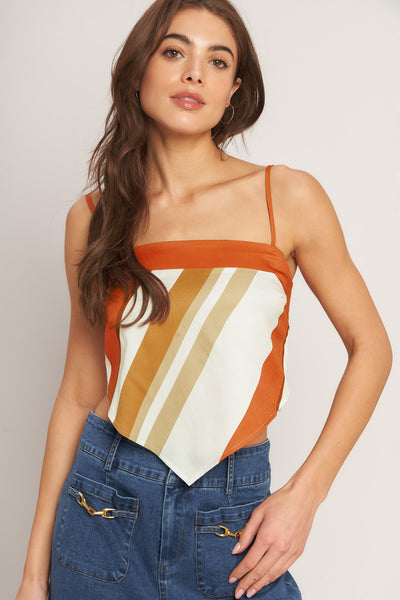 GOLDEN HORIZON WOVEN SCARF TOP