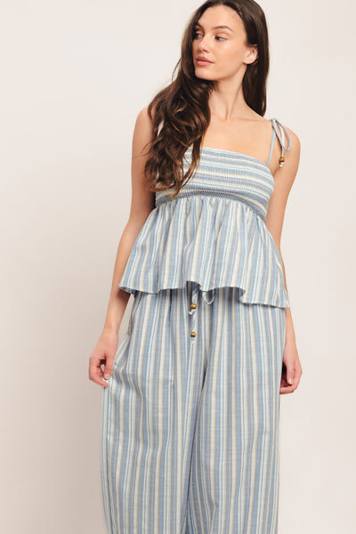 COASTAL DAY STRIP WOVEN TOP