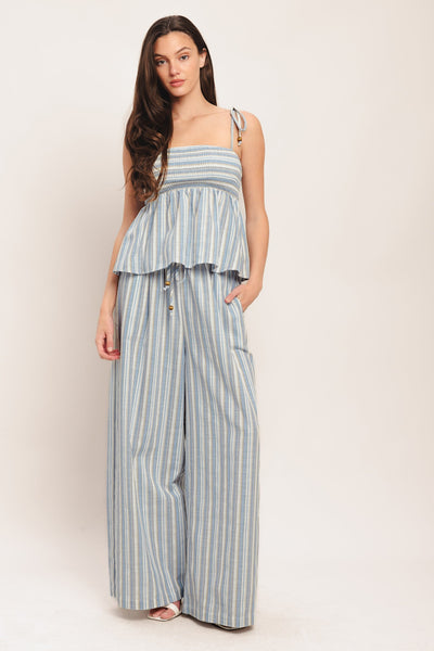 COASTAL DAY STRIP WOVEN TOP