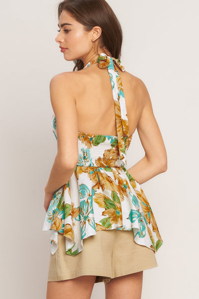 GOLDEN HOUR FLORAL WOVEN TOP