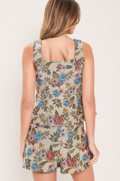 WILDFLOWER MORNING NOTE WOVEN JACQUARD TOP