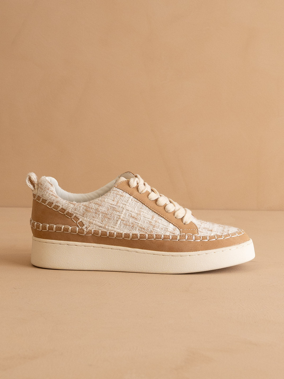 Explore More Collection - The Janie | Camel Tweed Wrapped Low Tops