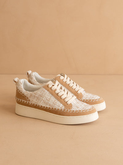 Explore More Collection - The Janie | Camel Tweed Wrapped Low Tops