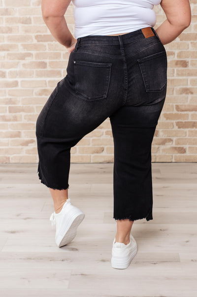 Explore More Collection - Ryan High Rise Button Fly Wide Leg Crop Jeans