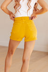 Explore More Collection - Jenna High Rise Control Top Cuffed Shorts in Yellow