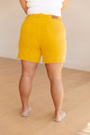 Explore More Collection - Jenna High Rise Control Top Cuffed Shorts in Yellow