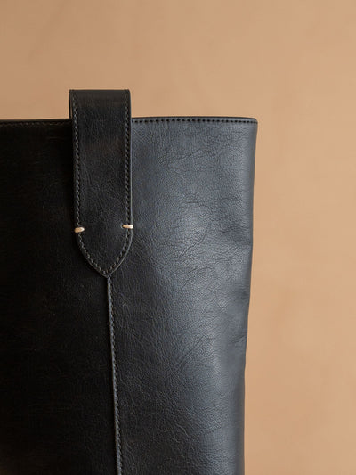 Explore More Collection - The Leanne | Black Moto Knee High Boot