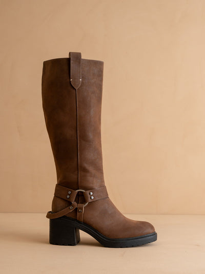 Explore More Collection - The Leanne | Coffee Moto Knee High Boot