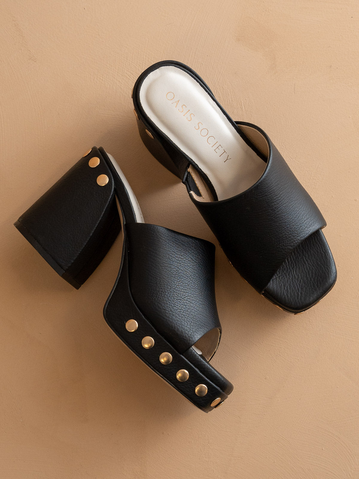 Explore More Collection - The Leona | Black Studded Platform Heel