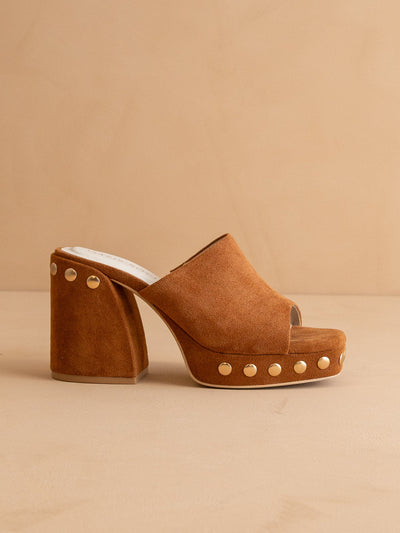Explore More Collection - The Leona | Caramel Studded Platform Heel