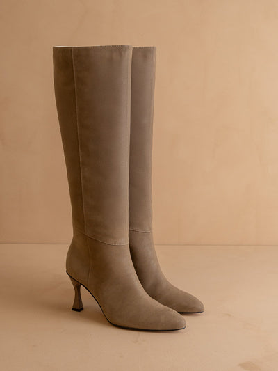 Explore More Collection - The Lexington | Dark Taupe Pointed Toe Knee High Boot
