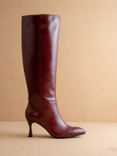 Explore More Collection - The Lexington | Burgundy Wine Pointed Toe Knee High Boot