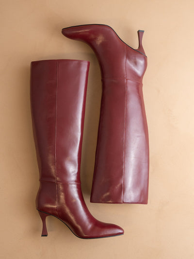 Explore More Collection - The Lexington | Burgundy Wine Pointed Toe Knee High Boot