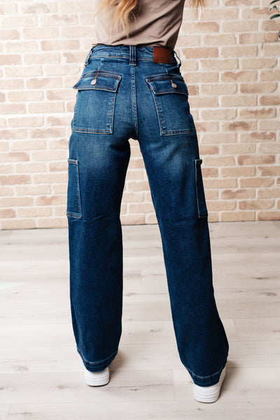 Explore More Collection - Leila High Rise Cargo Straight Jeans