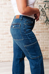 Explore More Collection - Leila High Rise Cargo Straight Jeans