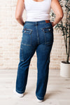 Explore More Collection - Leila High Rise Cargo Straight Jeans