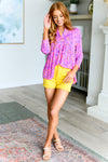 Explore More Collection - Lizzy Babydoll Top in Magenta Brushstrokes