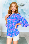 Explore More Collection - Lizzy Bell Sleeve Top in Royal Paisley