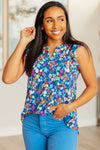 Explore More Collection - Lizzy Flutter Sleeve Top in Navy and Multi Floral