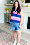 Explore More Collection - Lizzy Tank Top in Blue and Pink Haze