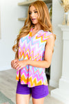 Explore More Collection - Lizzy Tank Top in Orange Multi Chevron