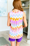 Explore More Collection - Lizzy Tank Top in Orange Multi Chevron