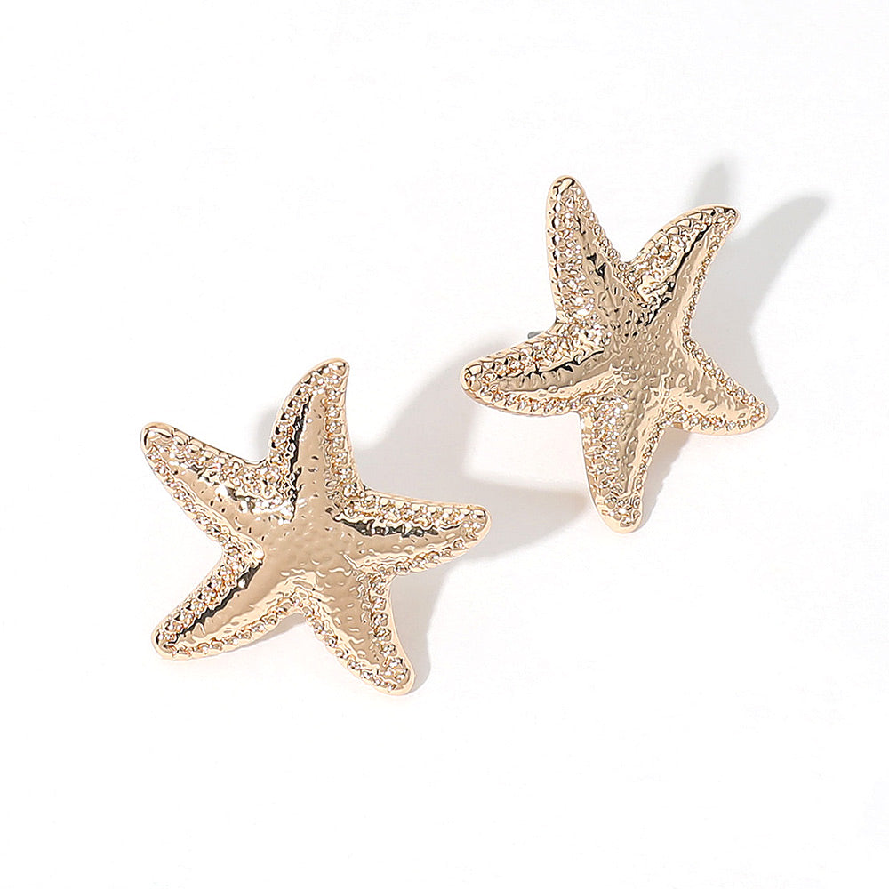 Textured Metal Starfish Earrings