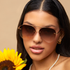 Explore More Collection - Smaller Megan 2 - Faded Brown Metal Aviator Sunglasses