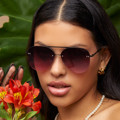 Explore More Collection - Smaller Megan 2 - Ruby Metal Aviator Sunglasses