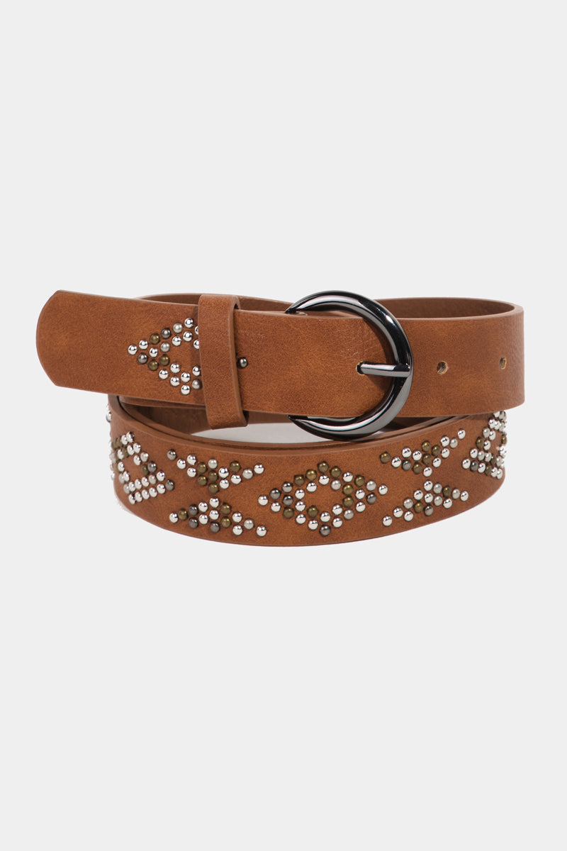 Auburn - A Geometric Studded Faux Leather Belt
