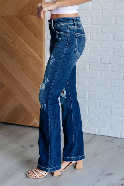 Explore More Collection - Mila Mid Rise Distressed Bootcut Jeans