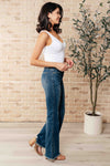 Explore More Collection - Miley High Waist Control Top Frayed Hem Flare Jeans