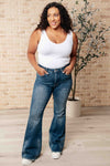 Explore More Collection - Miley High Waist Control Top Frayed Hem Flare Jeans