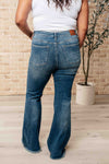 Explore More Collection - Miley High Waist Control Top Frayed Hem Flare Jeans