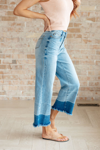 Explore More Collection - Olivia High Rise Wide Leg Crop Jeans in Medium Wash