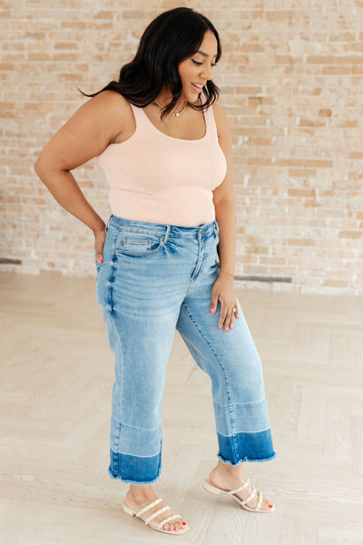 Explore More Collection - Olivia High Rise Wide Leg Crop Jeans in Medium Wash