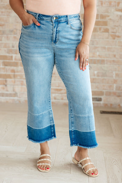 Explore More Collection - Olivia High Rise Wide Leg Crop Jeans in Medium Wash