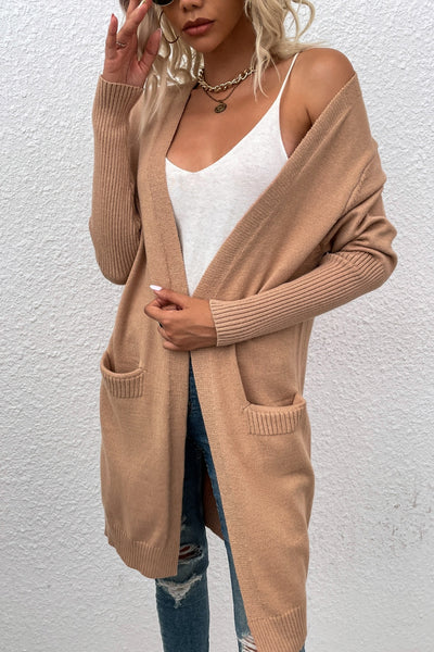 Bridgette -  A Long Sleeve Open Cardigan with Pockets