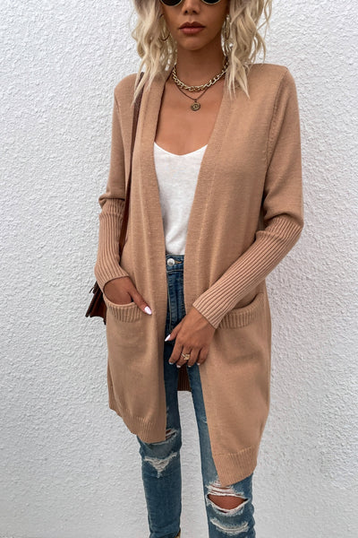 Bridgette -  A Long Sleeve Open Cardigan with Pockets