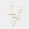 Pearl Cross Dangle Earrings