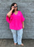 Explore More Collection - Airflow Peplum Ruffle Sleeve Top in Hot Pink