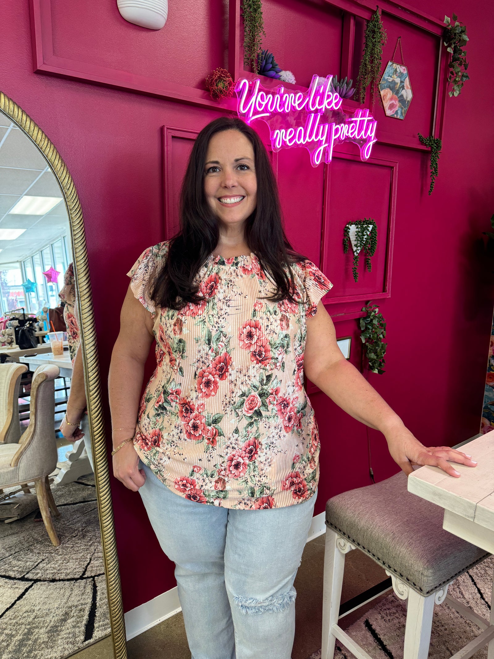 Explore More Collection - Making Me Blush Floral Top