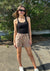 Mila - A Pair of Wide Waist Band Scallop Trim Shorts with Pockets - Choose Color