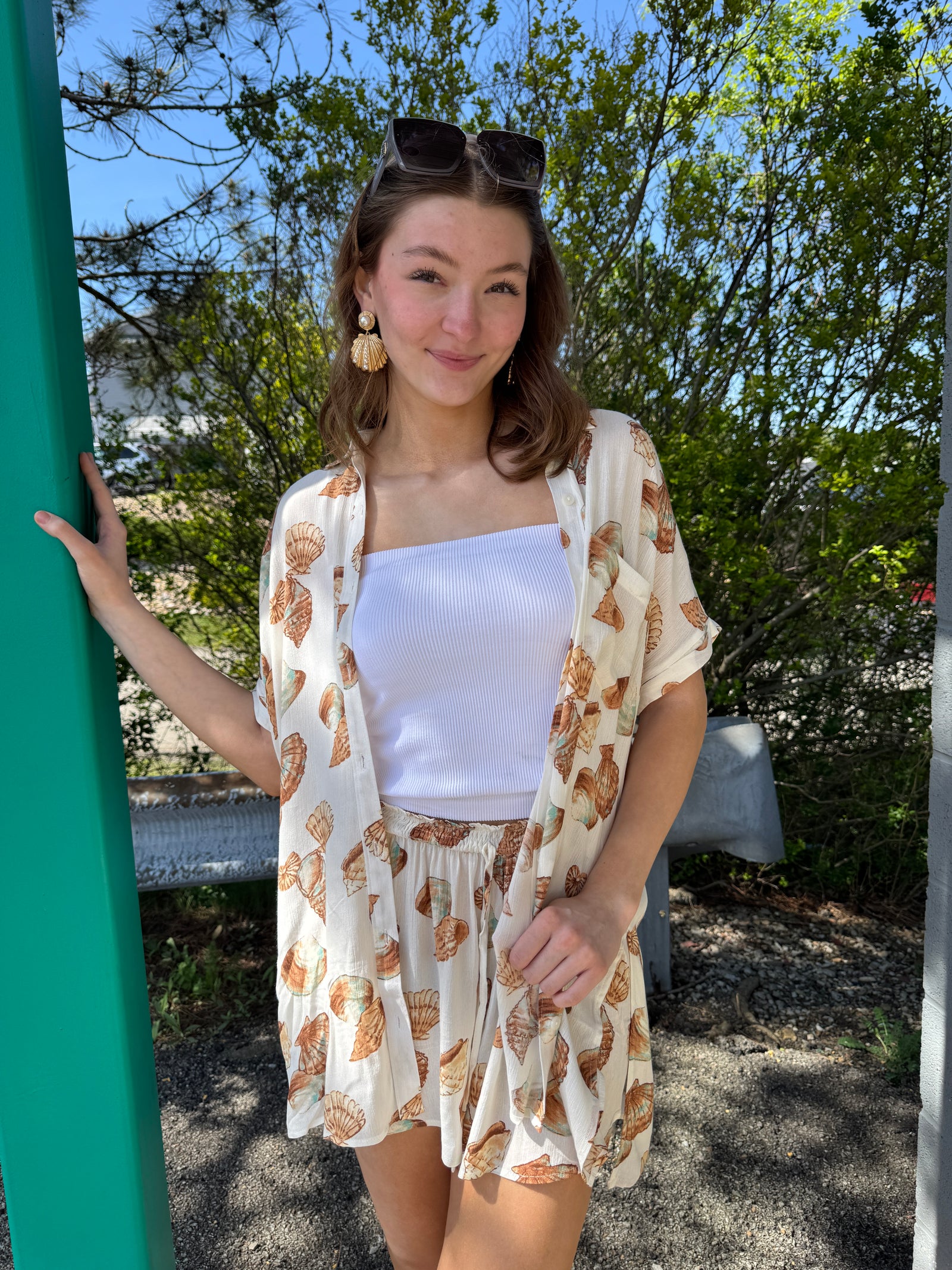 Seashells and Sunshine - A Pair of Elastic Shorts - SHORTS ONLY