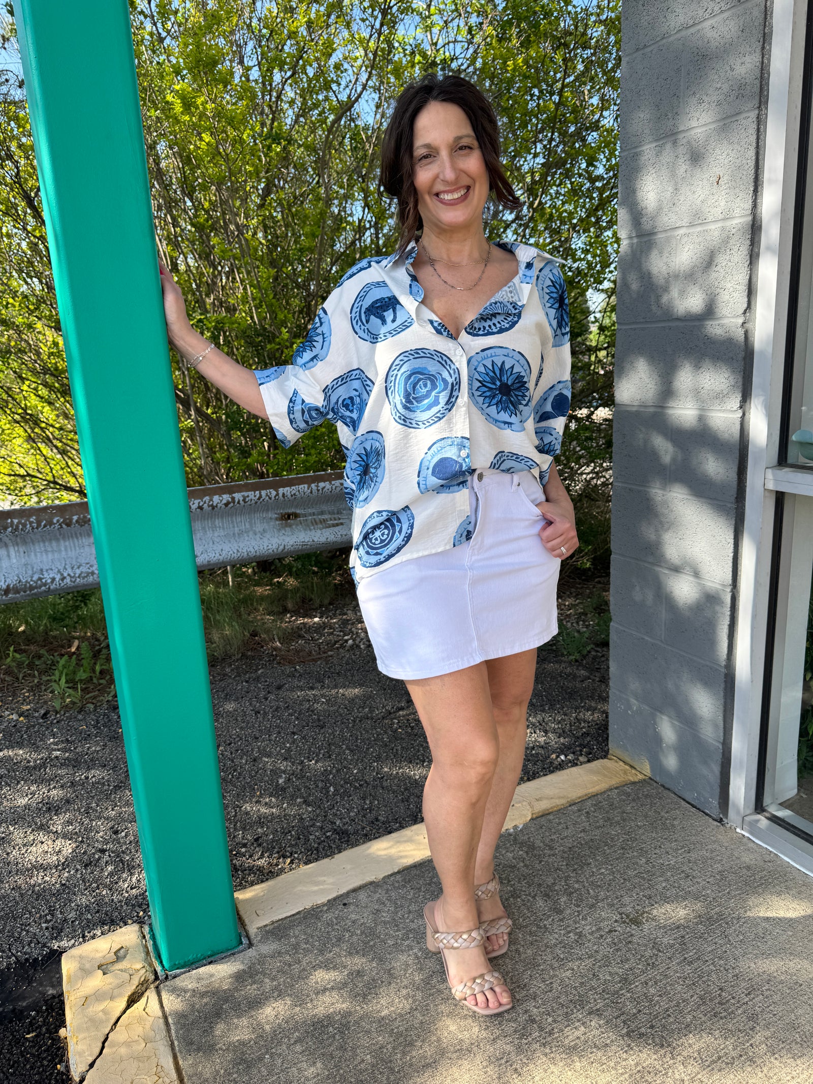 Isabel - A Button Down Raglan Sleeve Top