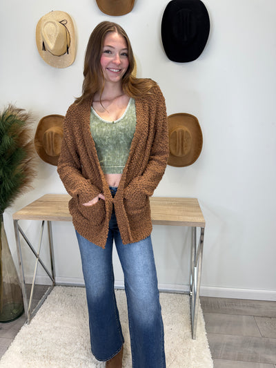 A Long Sleeve Popcorn Cardigan - Color Choice